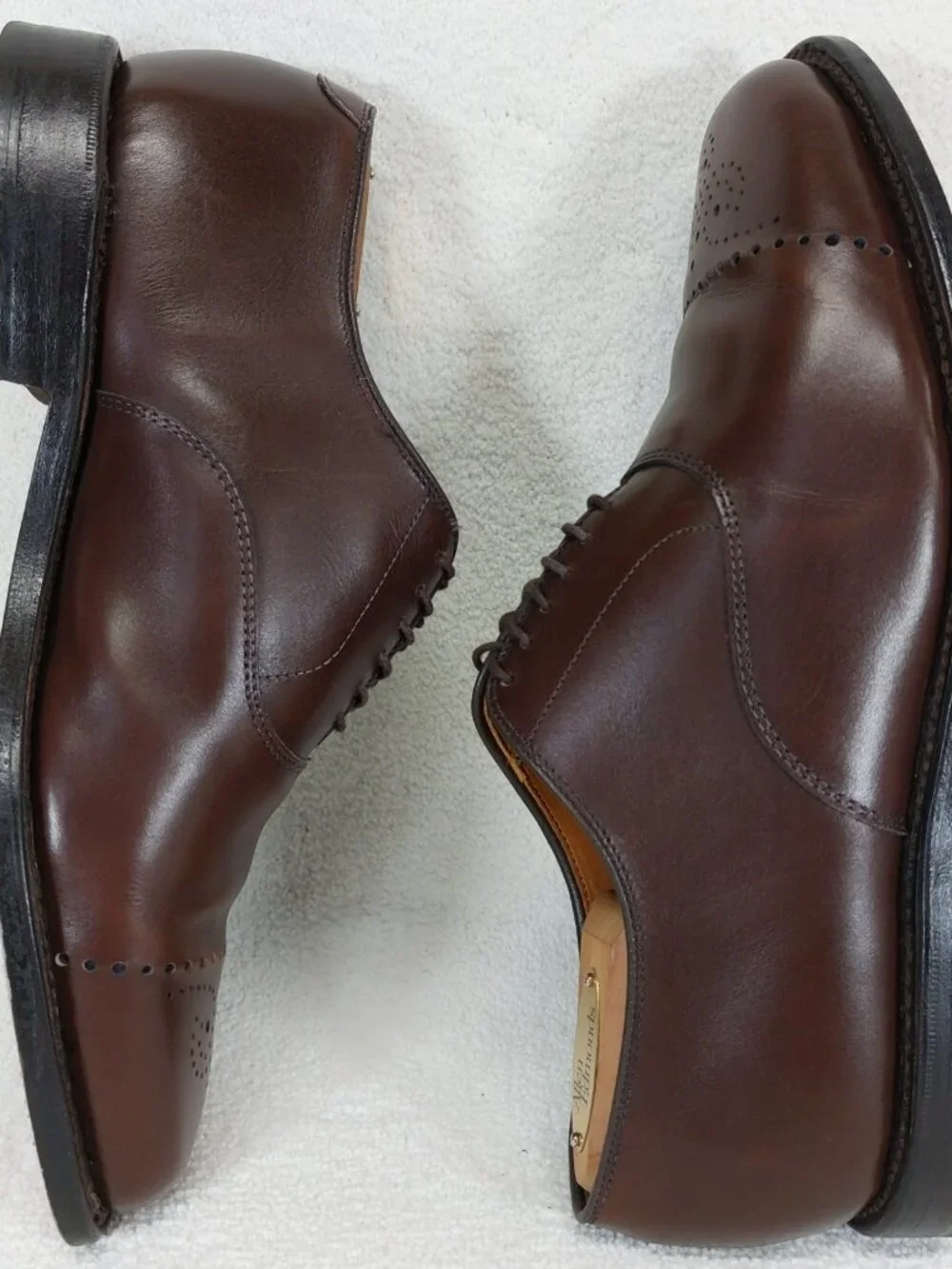 Allen Edmond Dryden Brogue Oxford Shoes Mens Size 8 D, Cap Toe, Brown Leather